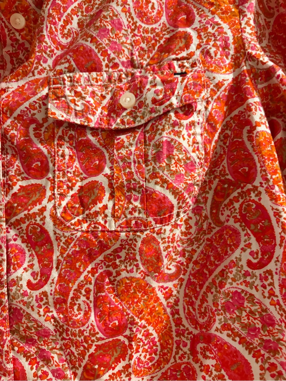 Tommy Hilfiger Red and Orange Paisley Button-Down Shirt - Picture 2 of 6